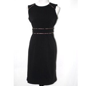 LNC Liz Claiborne Womens Size 4 Midi Cocktail Dress with Leopard Print Accent